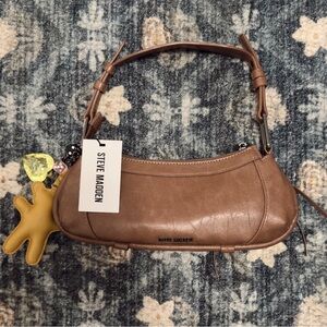 Steve Madden Brown Shoulder Bag with charms new with tags originally $88